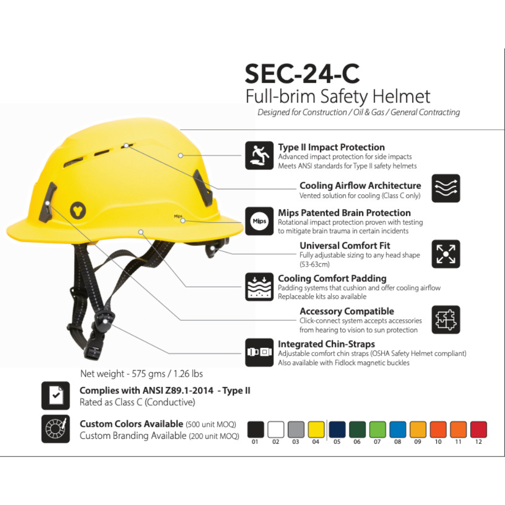Securis SEC24 Full-brim Type 2 Safety Helmet Non-MIPS from Columbia Safety